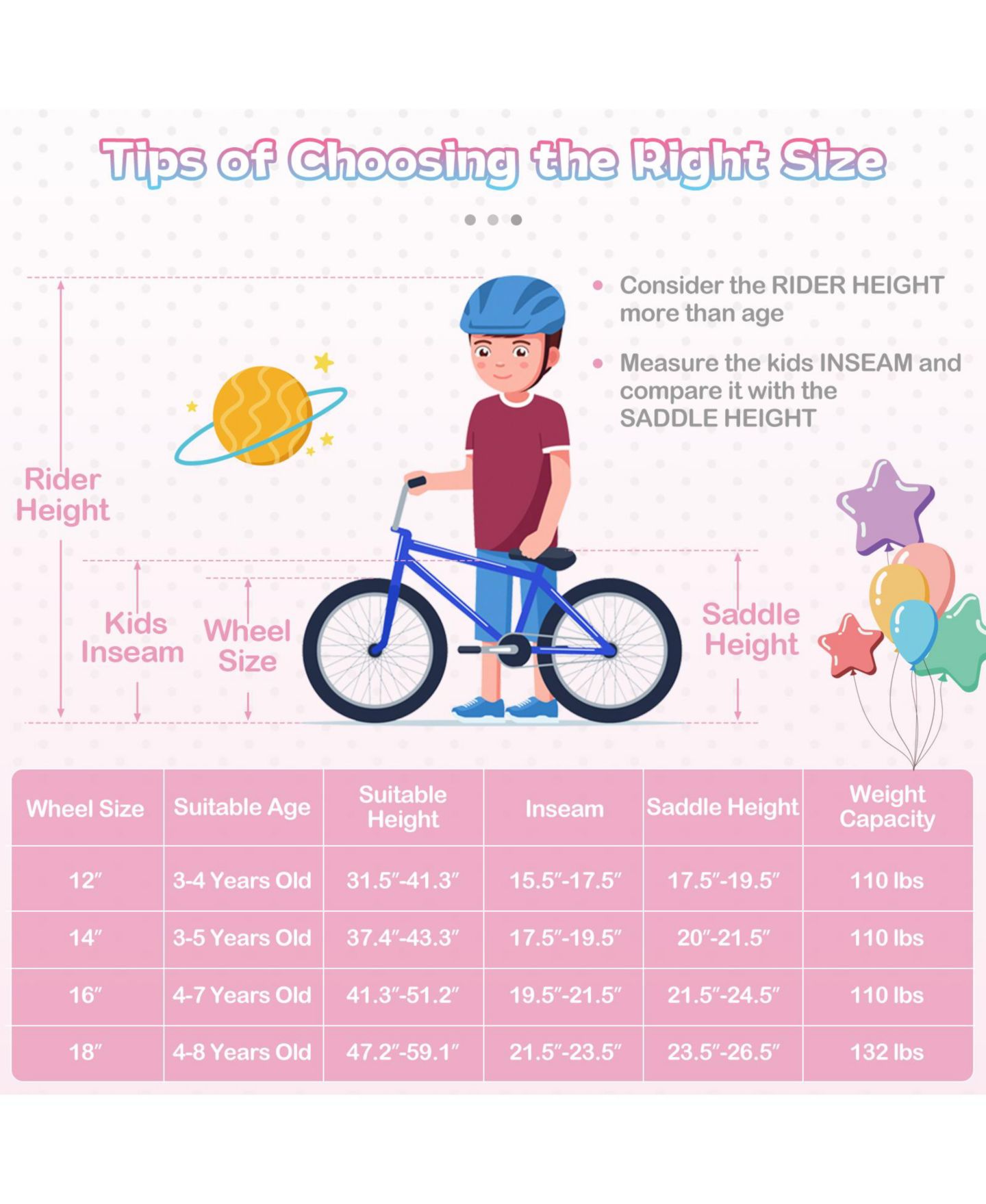 Детская игрушка Gymax 14-Inch Mermaid Kids Bike with Adjustable Seat, Training Wheels & Coaster Brakes, 110 lbs Capacity, Ages 3-5, цвет: Розовый — фото 9