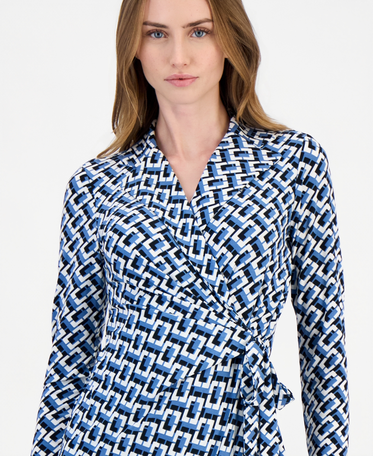 Anne Klein Women's Notched-Collar 3/4-Sleeve Wrap Dress