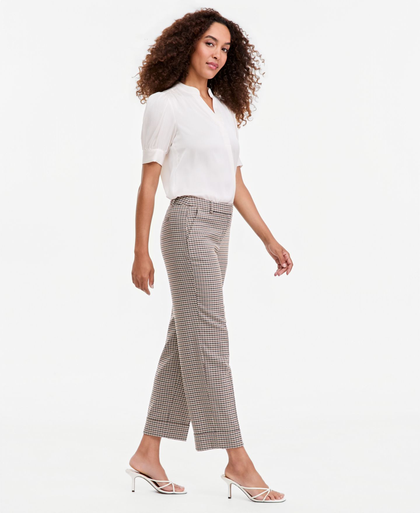 Женские брюки Anne Klein Wide-Leg Houndstooth, цвет: Чёрный разноцветный — фото 2