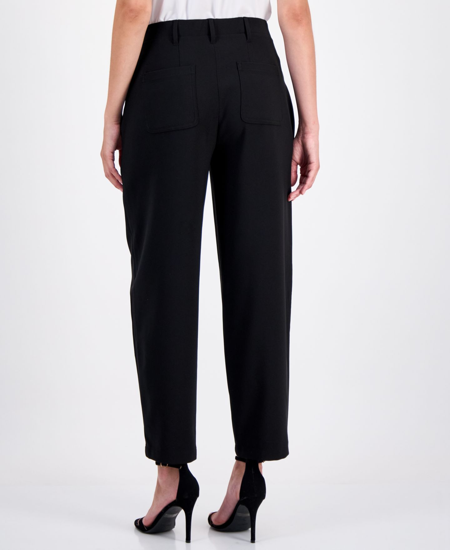 Женские брюки Anne Klein Barrel-Leg Ankle, цвет: Чёрный — фото 4
