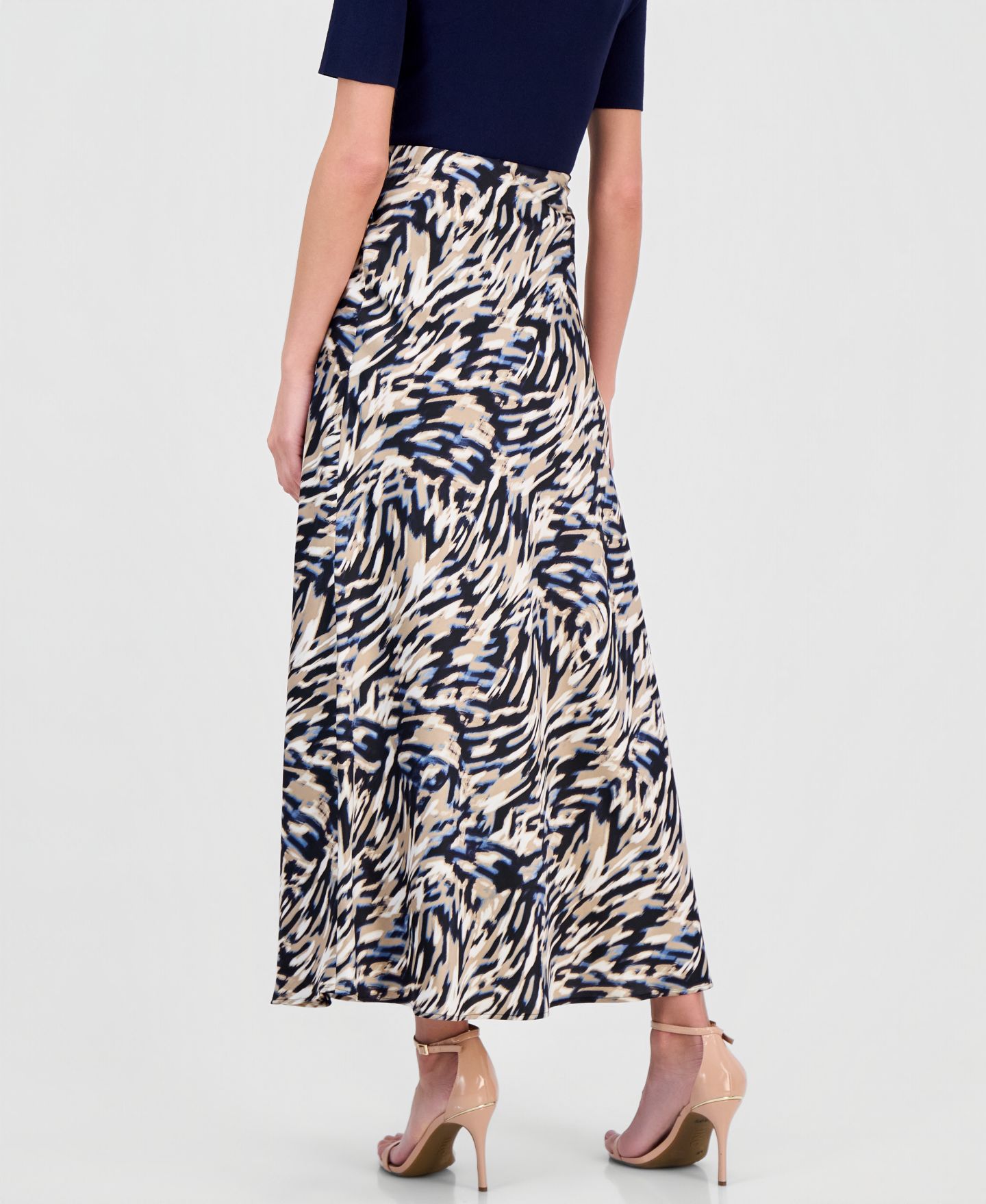 Женская юбка Anne Klein Printed Bias-Cut Maxi, цвет: Синий разноцветный — фото 3