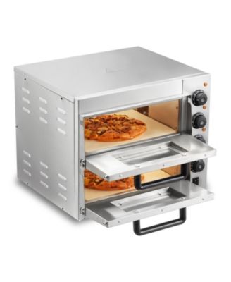 Countertop Electric Pizza Oven, Double Deck Stainless Steel Oven with Stone