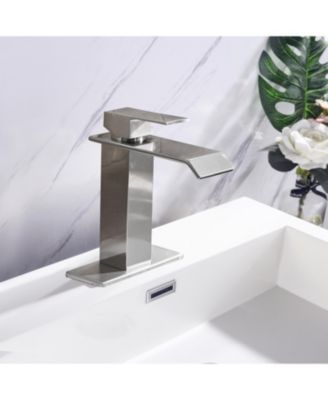 Waterfall Spout Bathroom Faucet,Single Handle Bathroom Vanity Sink Faucet