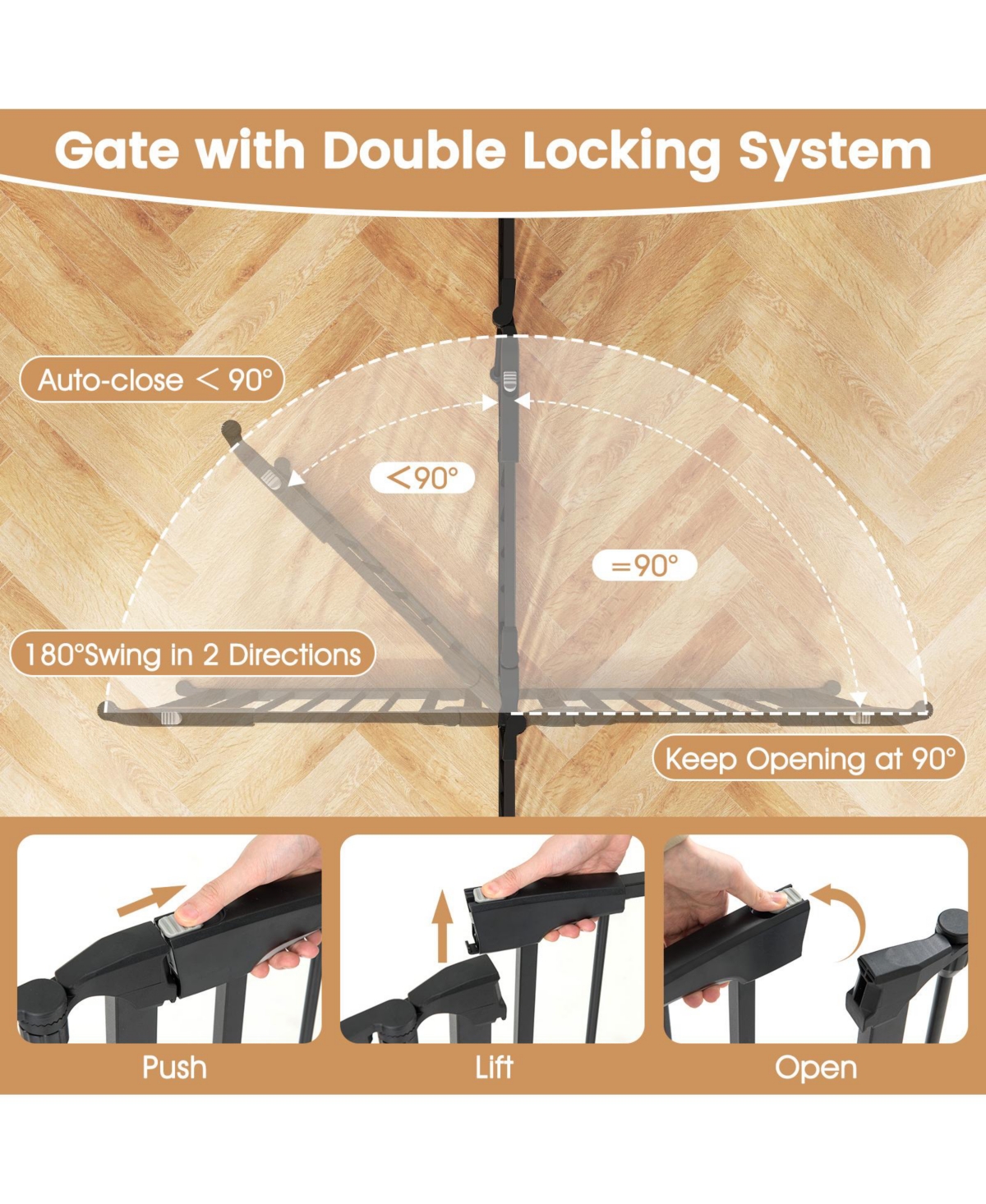 Cozito Extra Wide 6-Panel Adjustable Gate Fits 34.5-154 in Openings