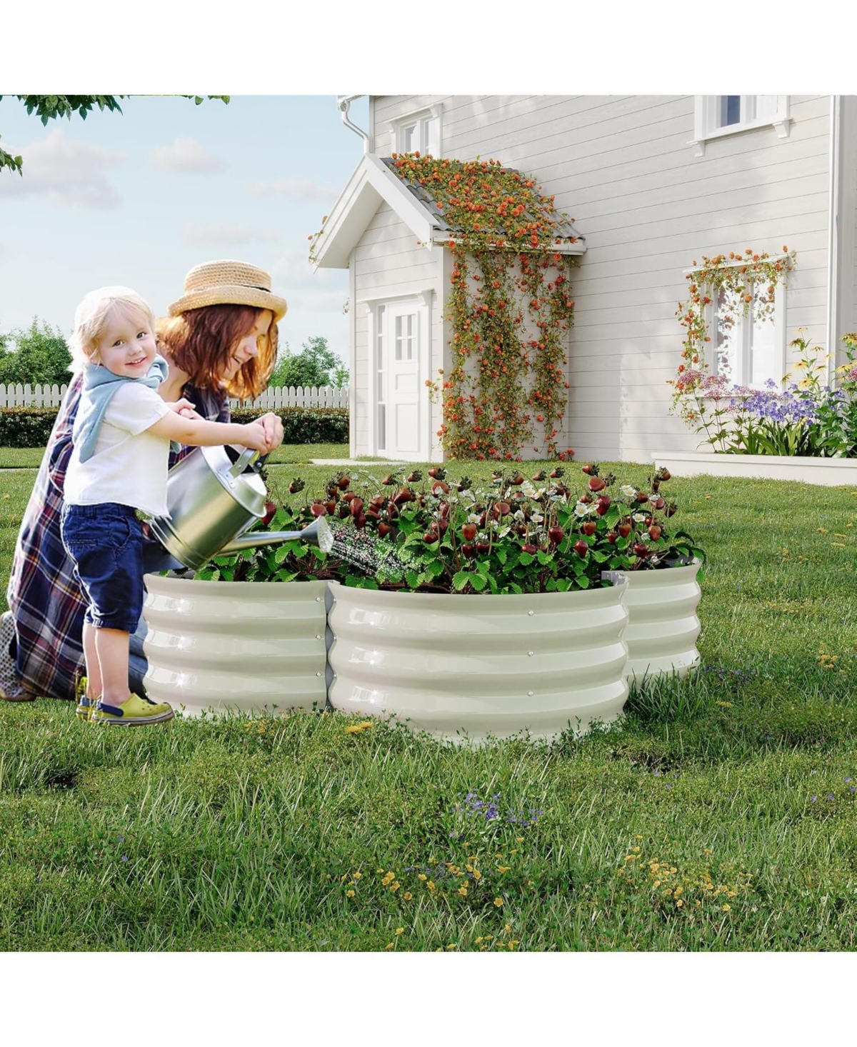 Xo 2-Pack 4x4x1FT Galvanized Raised Garden Bed, Metal Planter Boxes with Open Bottom for Vegetables Flowers Herbs, Outdoor Garden Bed