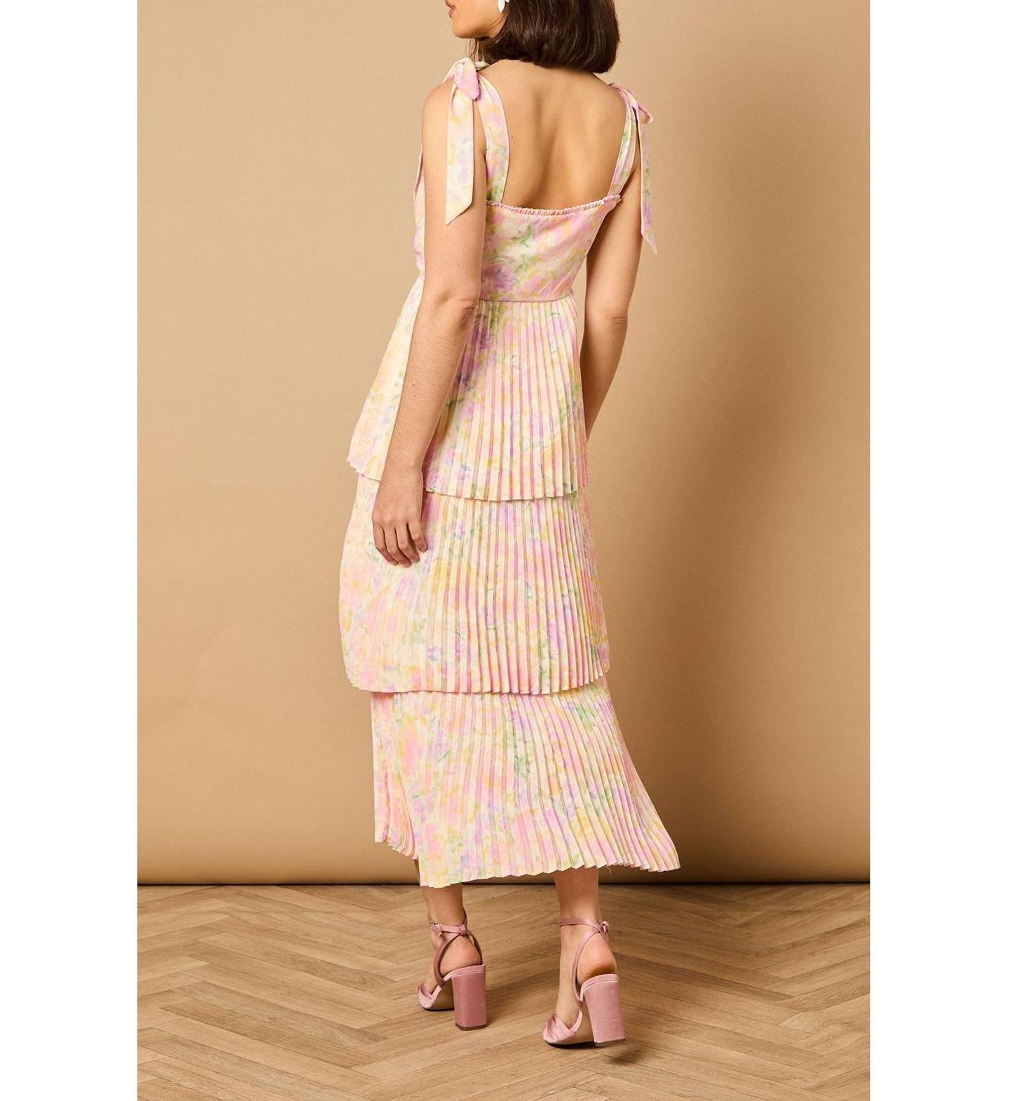 Женское платье Oasis Pleated Tie Shoulder Midi, цвет: Разноцветный — фото 6