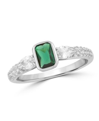 Radiant Bezel-Set Rectangle, Pearshaped CZ Ring