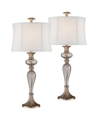 Alyson 32 3/4" Tall Large Traditional End Table Lamps Set of 2 Champagne Mercury Glass Living Room Bedroom Bedside