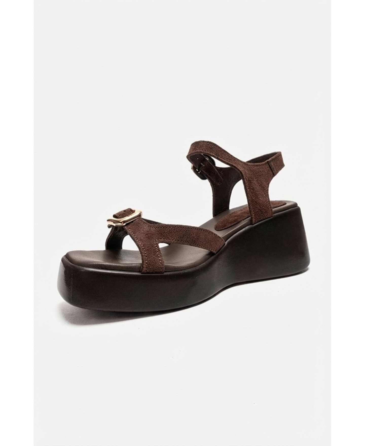 Женские сандалии Forever & Always Shoes Kalia Leather Wedge Sandal, цвет: Коричневый замшевый — фото 6
