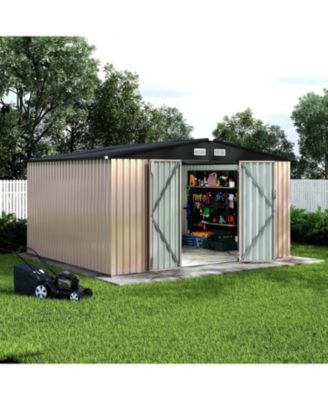 Outdoor Metal Yard Garden Shed Kit With Lockable Door Air Vent And Utility Storage For Backyard Garden Patio Lawn