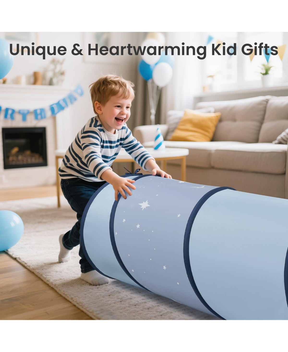 Tiny Land Adventure Play Tunnel for Toddlers, 69" x 18" Foldable Pop Up Crawl with Storage Bag