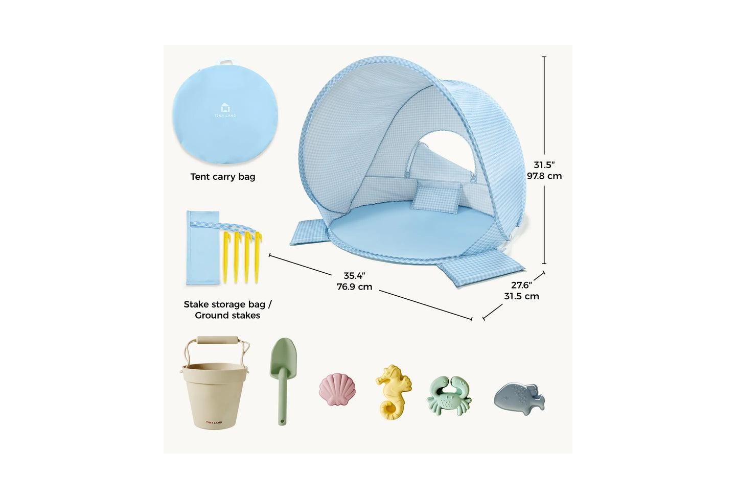 Детская игрушка Tiny Land One-Stop Beach Tent, 35.43"L x 27.56"W x 31.5"H, Ages 6+ Months, цвет: Синий — фото 9