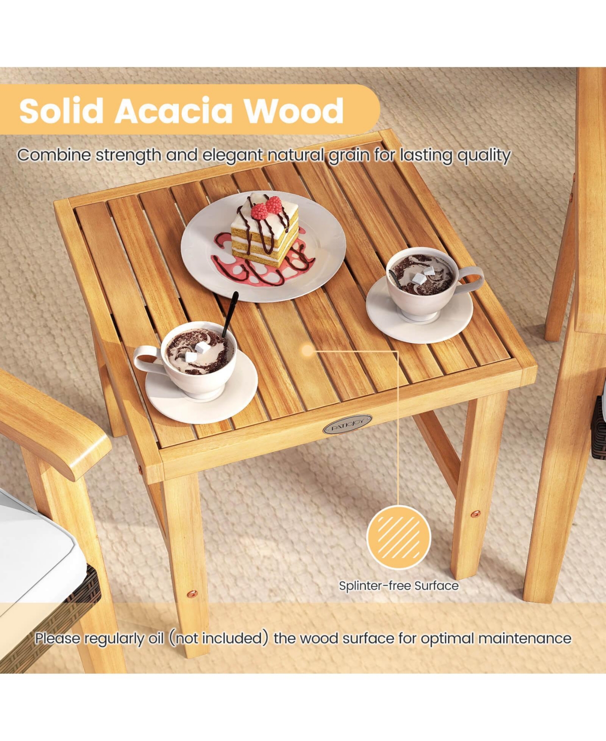 Costway 3 Pieces Patio Pe Wicker Furniture Set with Coffee Table and Cushions for Front Porch