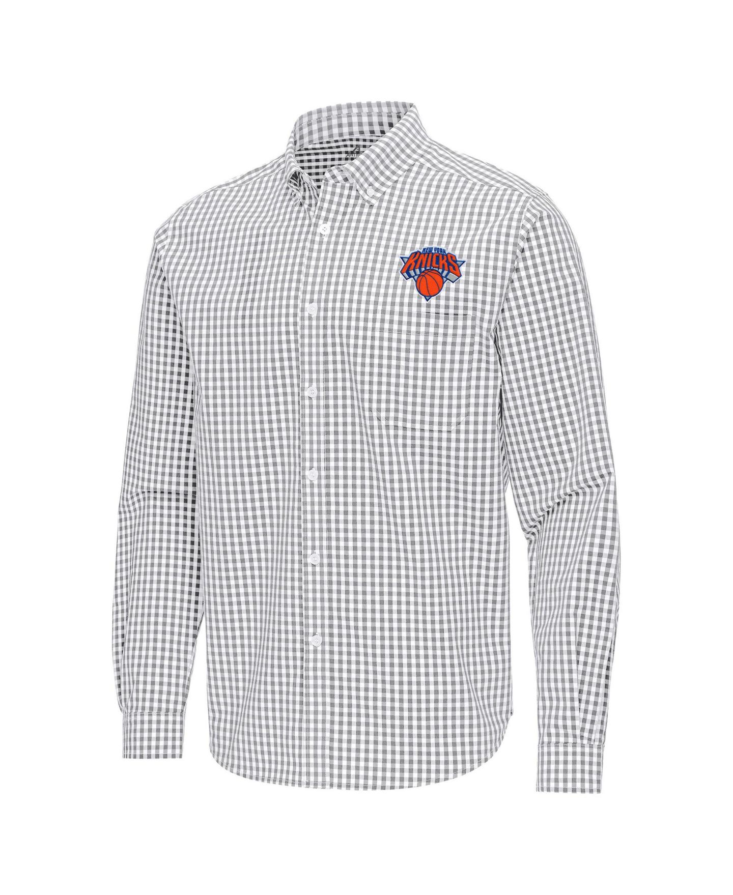 Мужская рубашка Antigua Gray New York Knicks Ellis Woven Tri-Blend Button-Down — фото 2