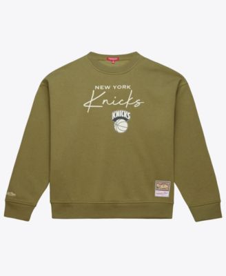 Women's Olive New York Knicks Lightweight Script Sweatshirt