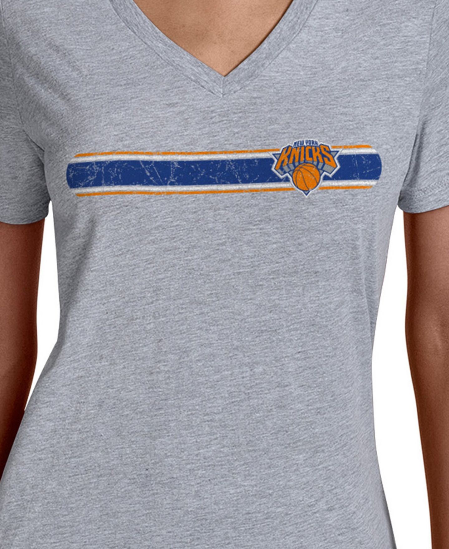 Женская футболка Starter Gray New York Knicks Team Stripe V-Neck — фото 3