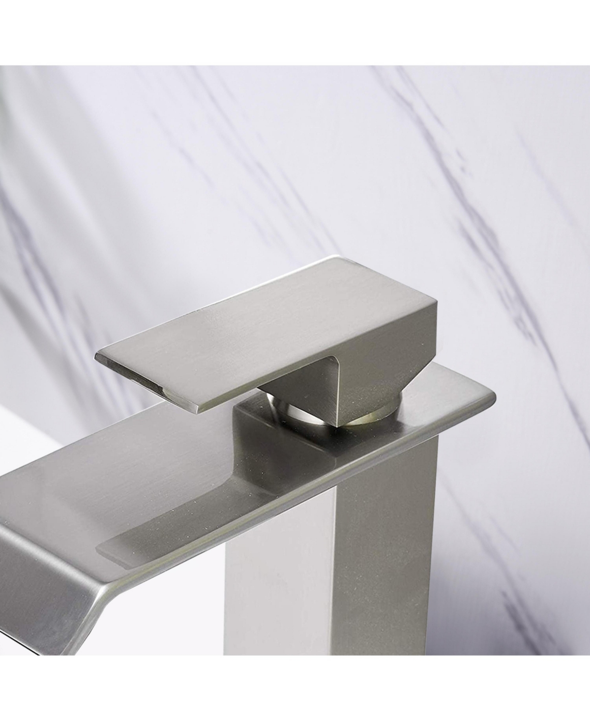Phying Waterfall Spout Bathroom Sink Single Handle Faucet with Pop-Up Drain