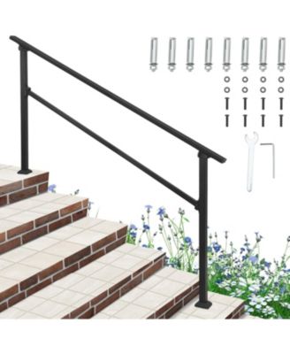 6-Step Outdoor Stair Railing Aluminium Alloy Handrail for Concrete and Wooden Steps with Non-Slip Grip Installation