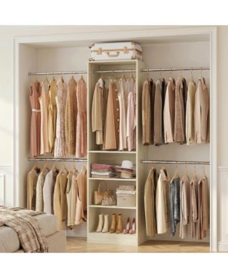 5-10Feet Closet System with 5 Hanging Rods and Shelves, Expandable Closet Organizer for Bedroom