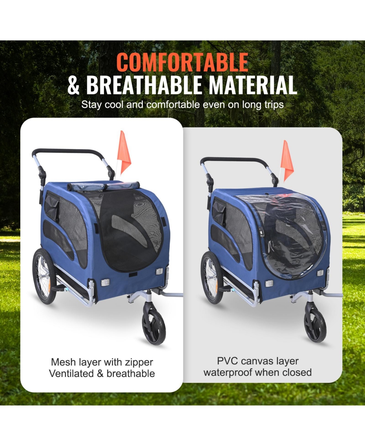 Cozito Dog Bike Trailer and Pet Stroller, 100 lb Capacity Folding Carrier with Quick Release Wheels