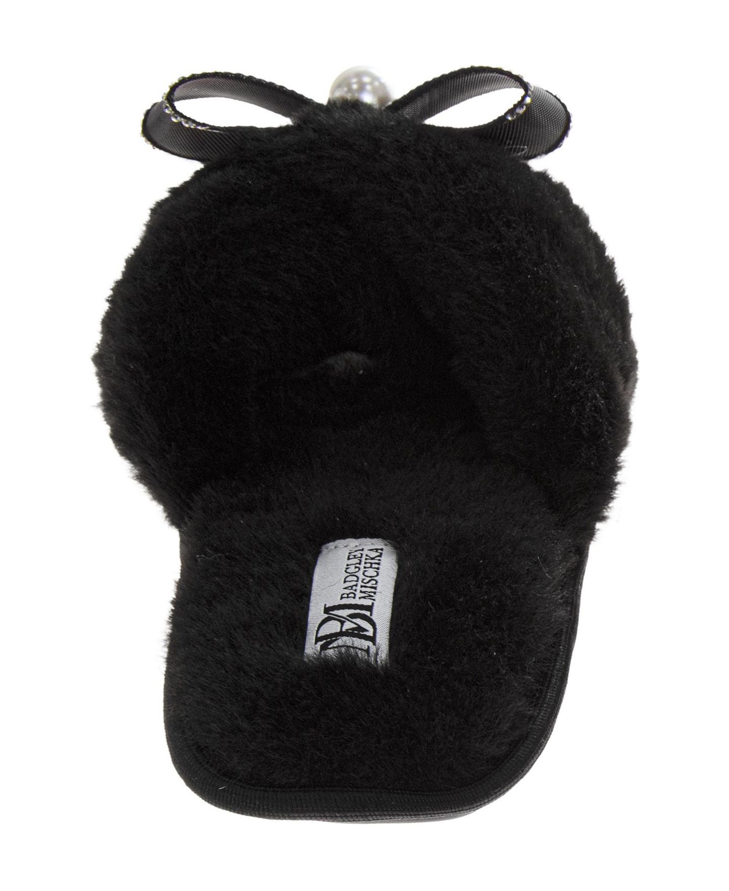Женские тапочки Badgley Mischka Bow Comfort Slippers, цвет: Чёрный — фото 3