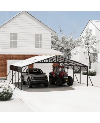 Metal Carport with Galvanized Steel Roof, Enhanced Base - Tall Garage Kit for Tractors, Trucks, Boats, Cars