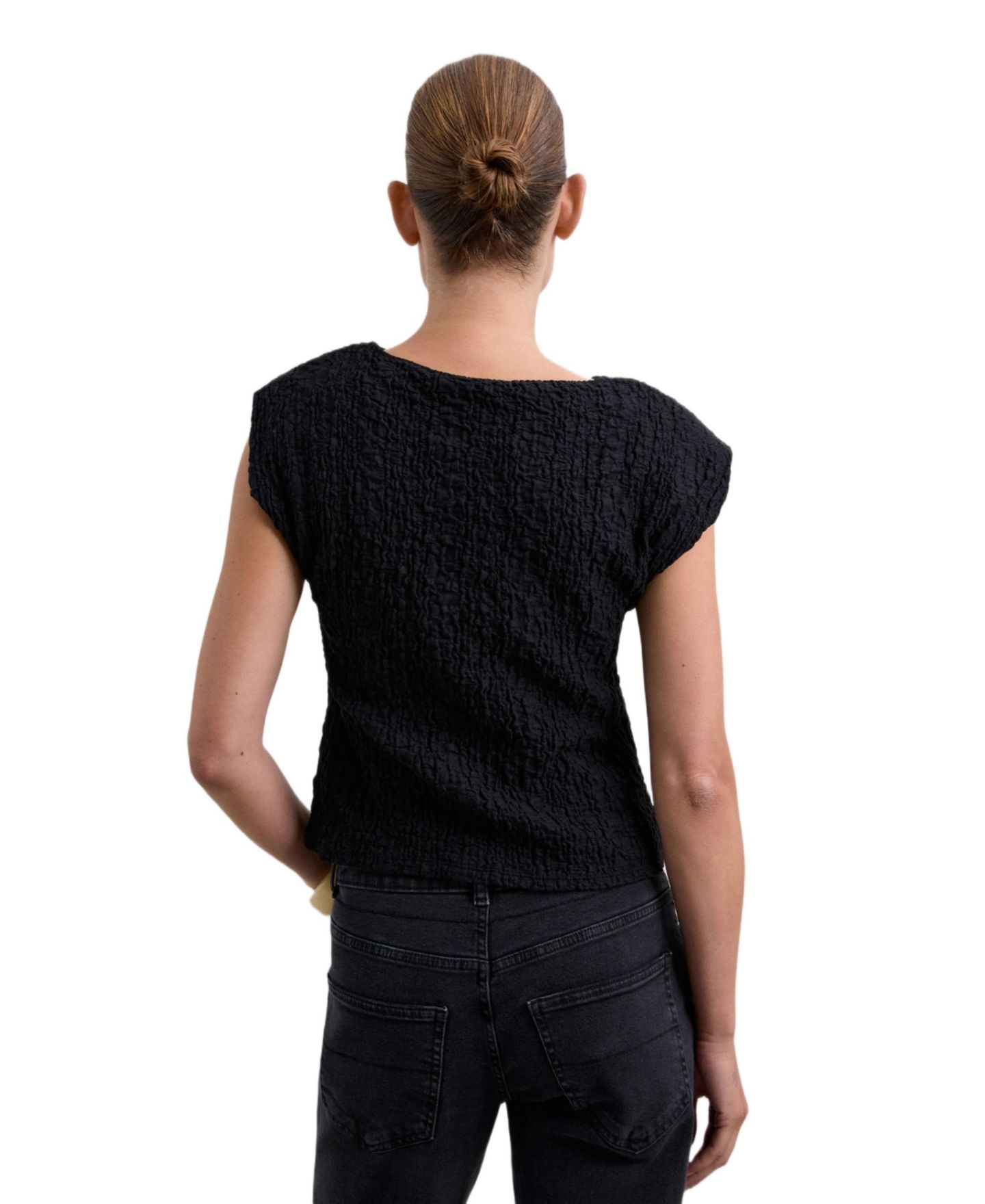 Женская футболка Scalpers Wrinkle padded, цвет: Чёрный — фото 3