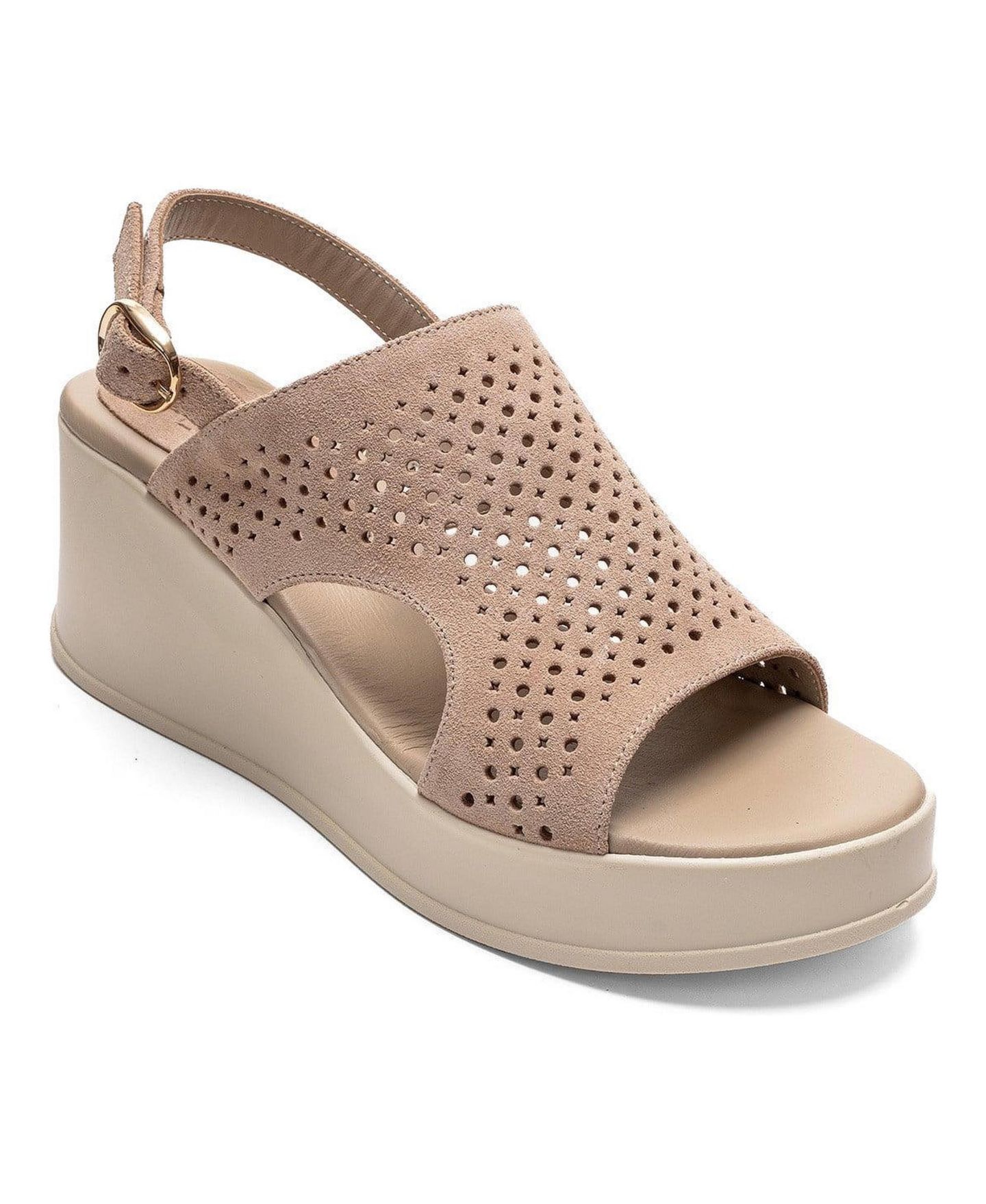 Женские сандалии Forever & Always Shoes Jadira Leather Wedge Sandal, цвет: Бежевый замшевый — фото 1
