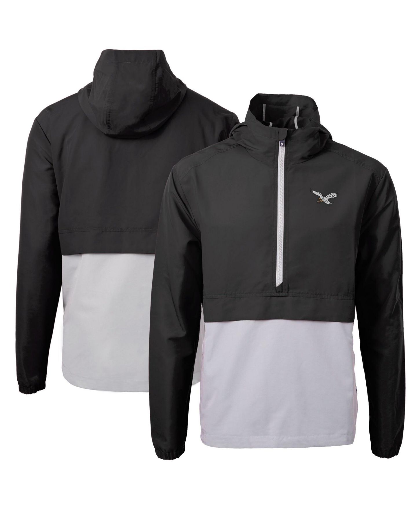 Мужская куртка Cutter & Buck Black/Silver Philadelphia Eagles Charter Eco Knit Anorak Half-Zip — фото 1