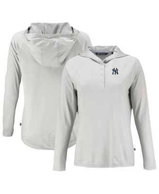 Women's Gray New York Yankees Coastline Epic Comfort Eco Hoodie Raglan Long Sleeve T-Shirt