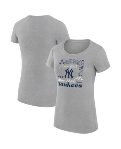 Женская футболка G-III 4Her by Carl Banks Heather Gray New York Yankees Super-Slim Fit Lightweight Collage Team Graphic Crew Neck