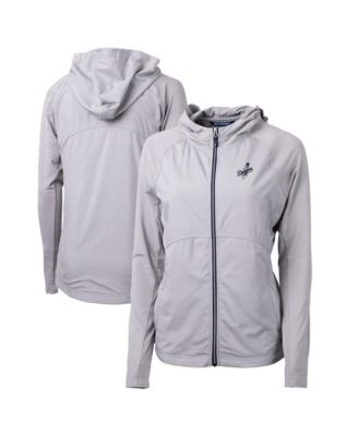 Women's Gray Los Angeles Dodgers Adapt Eco Knit Hybrid Raglan Full-Zip Hoodie