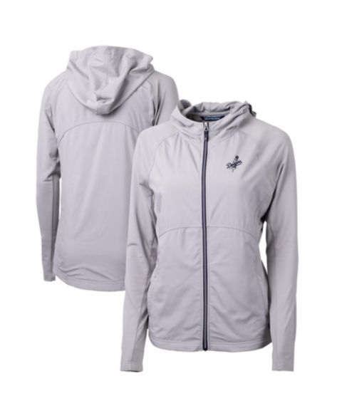 Женское худи Cutter & Buck Gray Los Angeles Dodgers Adapt Eco Knit Hybrid Raglan Full-Zip