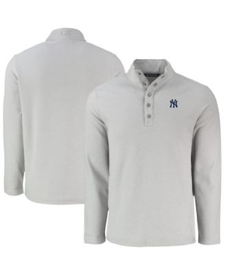Men's Gray New York Yankees Hunts Point Eco Textured Fleece Half-Snap Sweatshirt