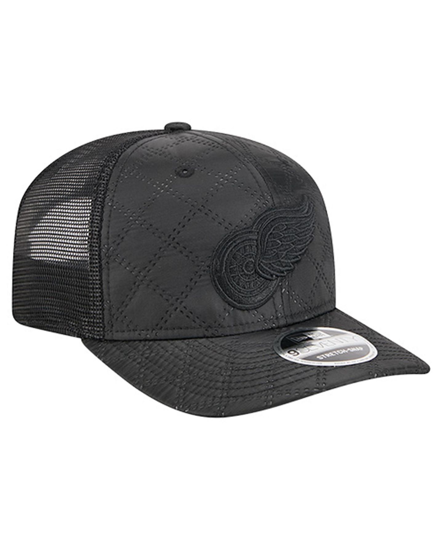 Мужская кепка New Era Black Detroit Red Wings Quilted Nylon 9SEVENTY Adjustable Trucker Hat — фото 3