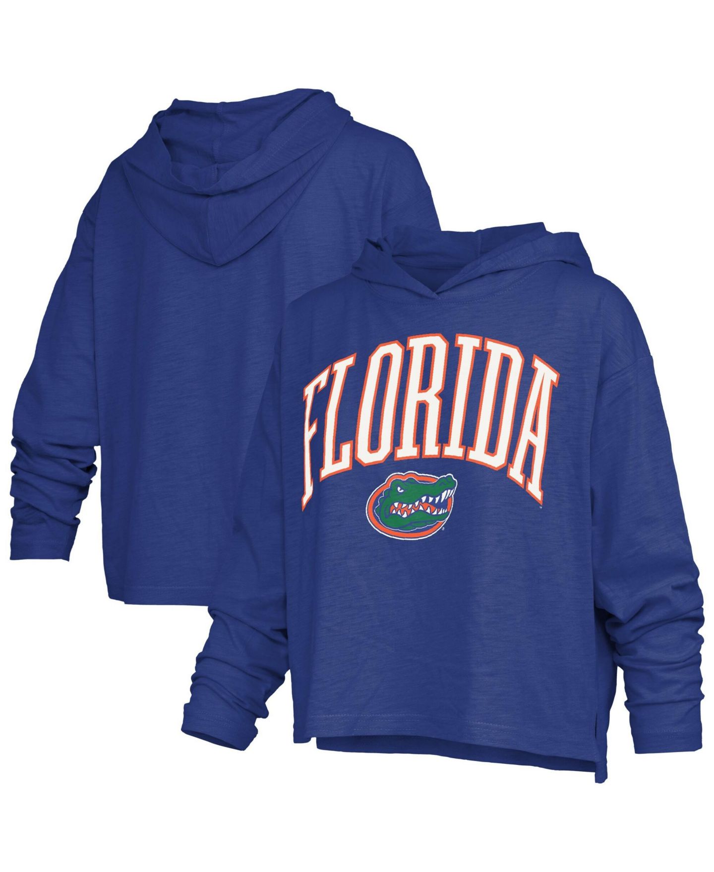 Женская футболка Pressbox Royal Florida Gators Nelson Arch Over Logo Long Sleeve Hooded Slub — фото 1