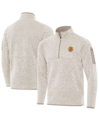Men's Oatmeal Boston Bruins Fortune Quarter-Zip Pullover Jacket
