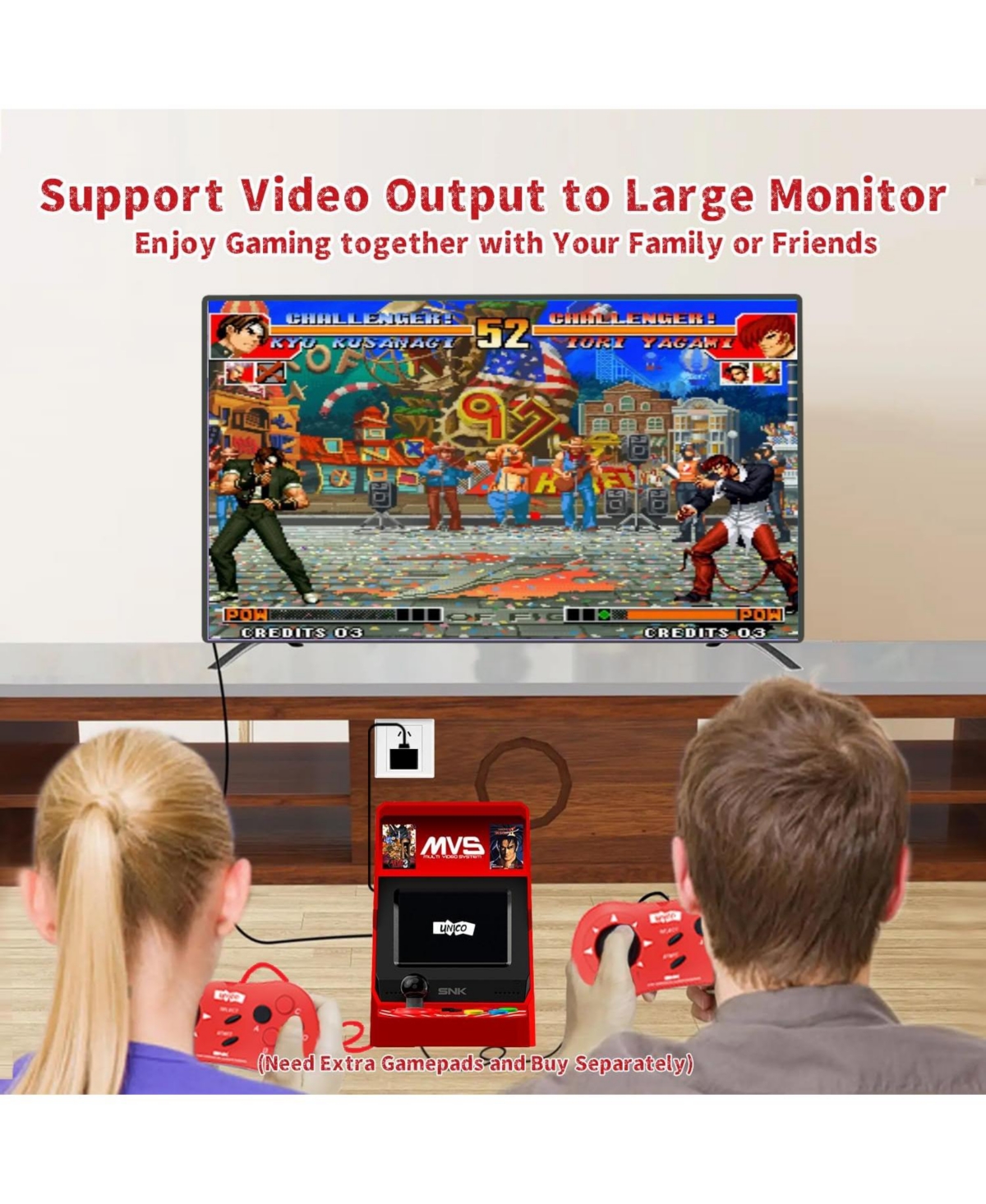 Unico Mvs Mini Home Arcade Console with Controller and 45 Snk Classic Games Including King of Fighters, Metal Slug, Samurai Showdown and More