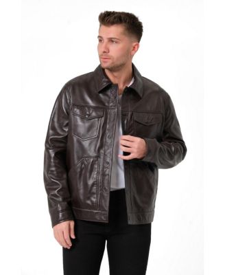 Big & Tall Leather Trucker Jacket