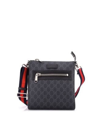 Small Web Strap Front Zip Messenger Bag GG Coated Canvas