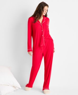 Women's 2-Piece Packaged Ribbed Notched-Collar Pajama set XS-3X