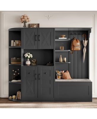 2-in-1 Hall Cabinet or Tree with Storage and 4 Hooks