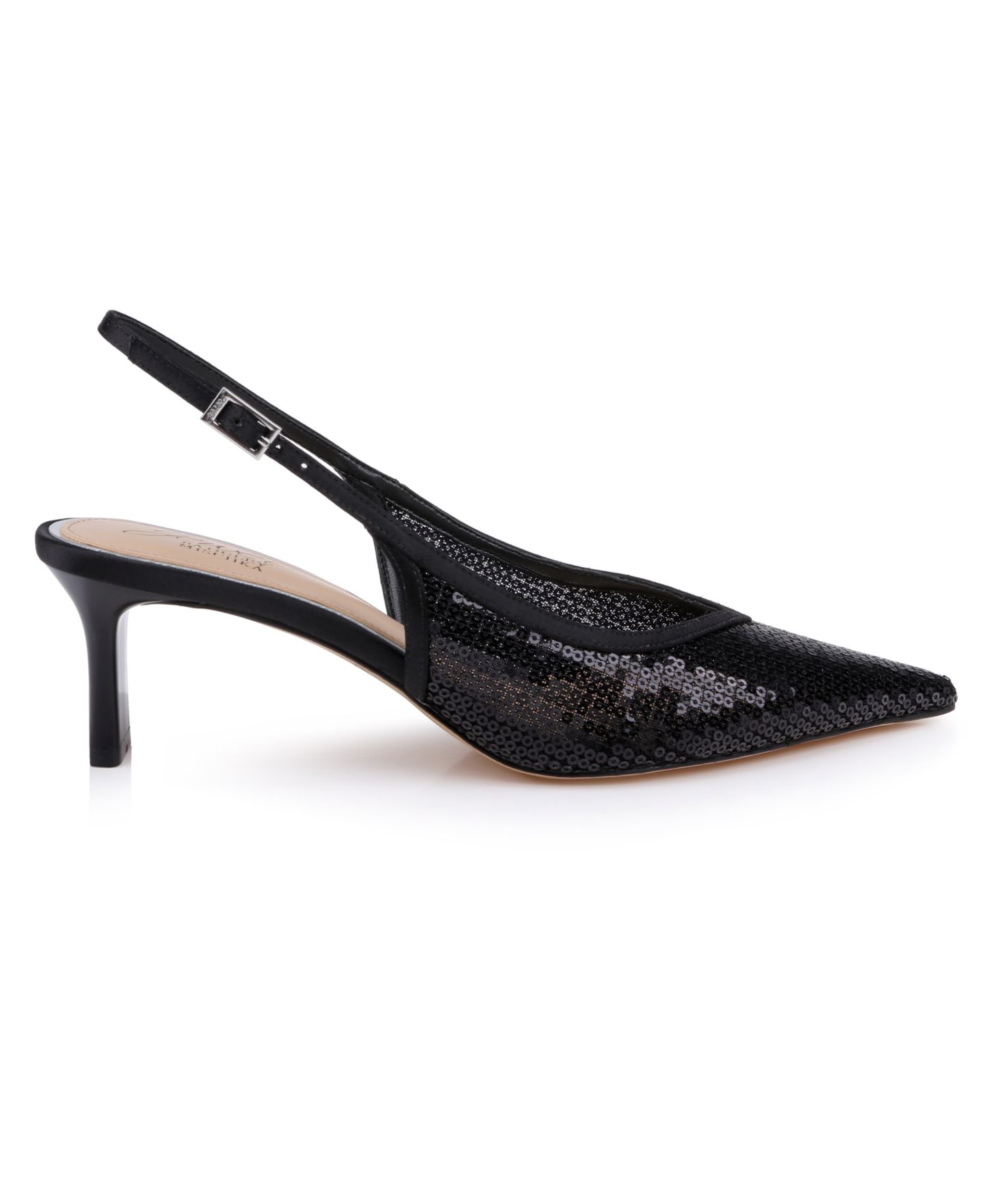 Женские туфли Jewel Badgley Mischka Zabelle Slingback Dress Pumps, цвет: Чёрный атласный — фото 2