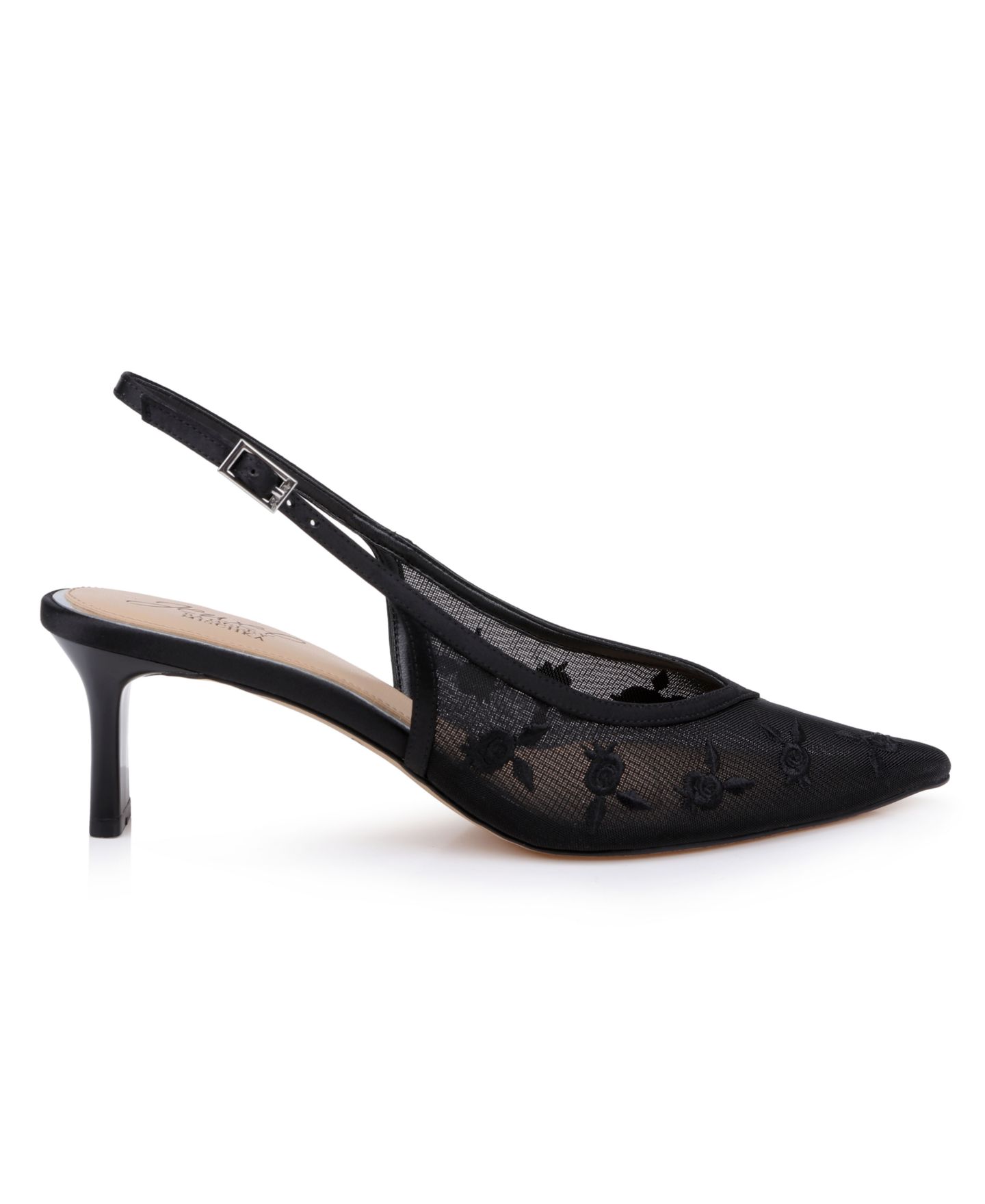 Женские туфли Jewel Badgley Mischka Zahra II Slingback Pumps, цвет: Чёрный атласный — фото 2
