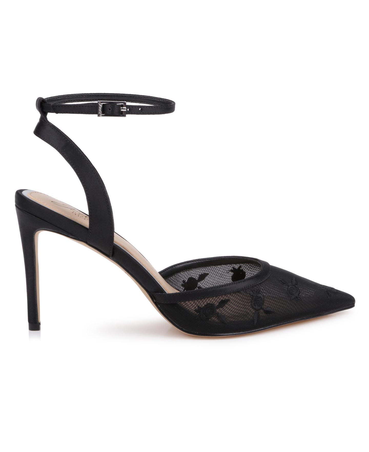Женские туфли Jewel Badgley Mischka Zaidu Pointed Toe Pumps, цвет: Чёрный атласный — фото 2
