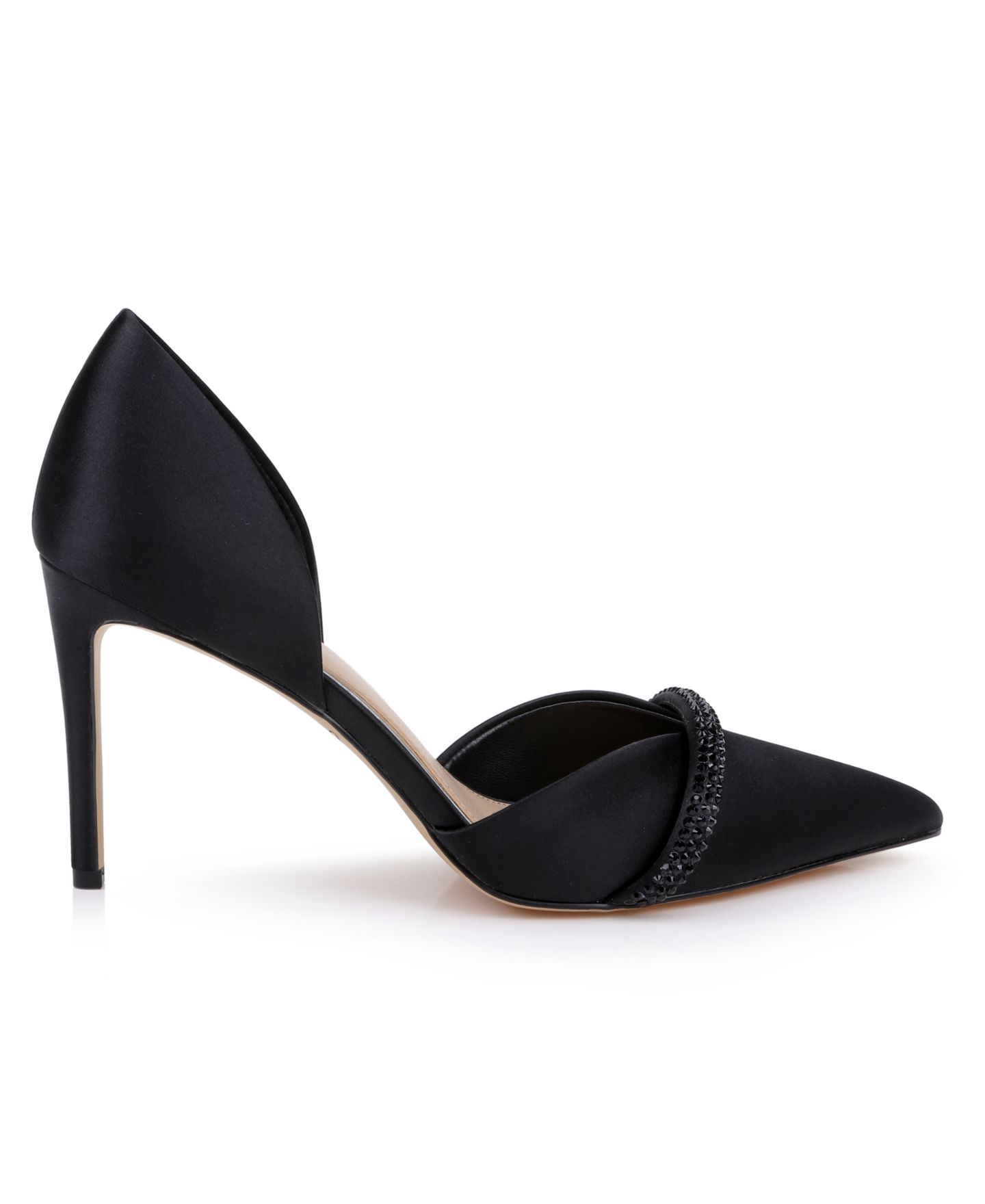 Женские туфли Jewel Badgley Mischka Zoey Slip-On Pumps, цвет: Чёрный атласный — фото 2