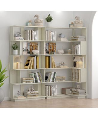 Space-Saving Corner Bookshelf and Bookcase Set