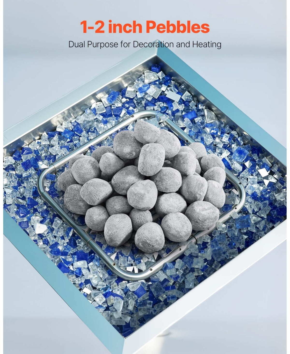 Cozito Ceramic Fire Pebble Stones, 1-2 in 48-Piece Lava Rocks for Propane Gas Fire Pits