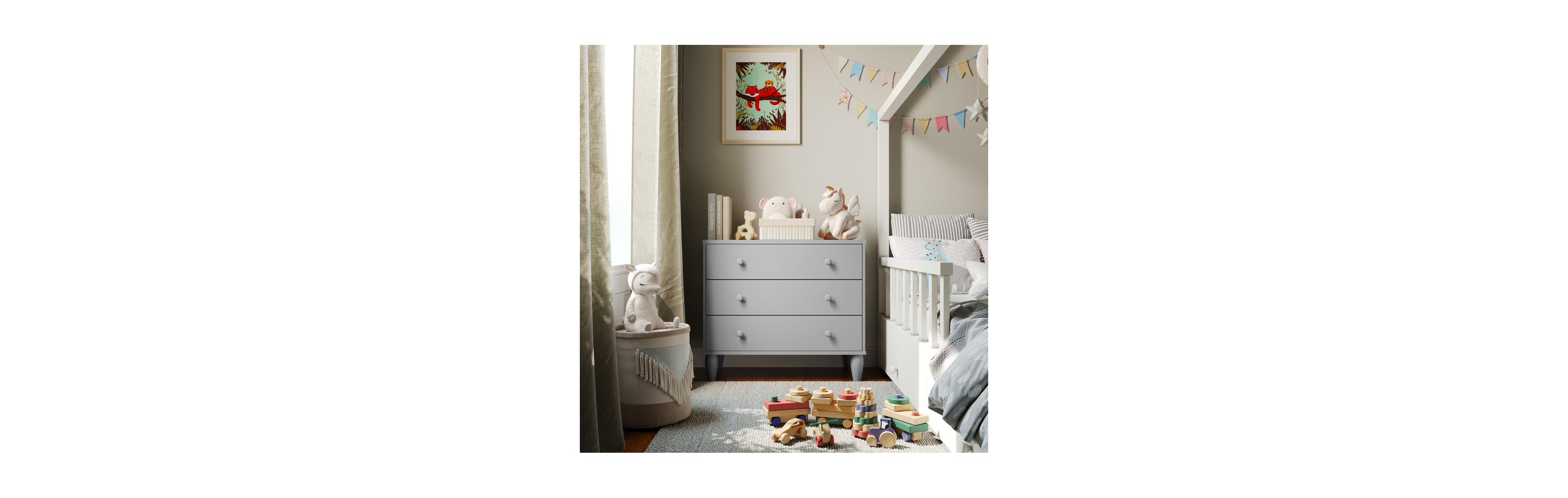 Small Kids 3-Drawer Wood Dresser Chest for Bedrooms