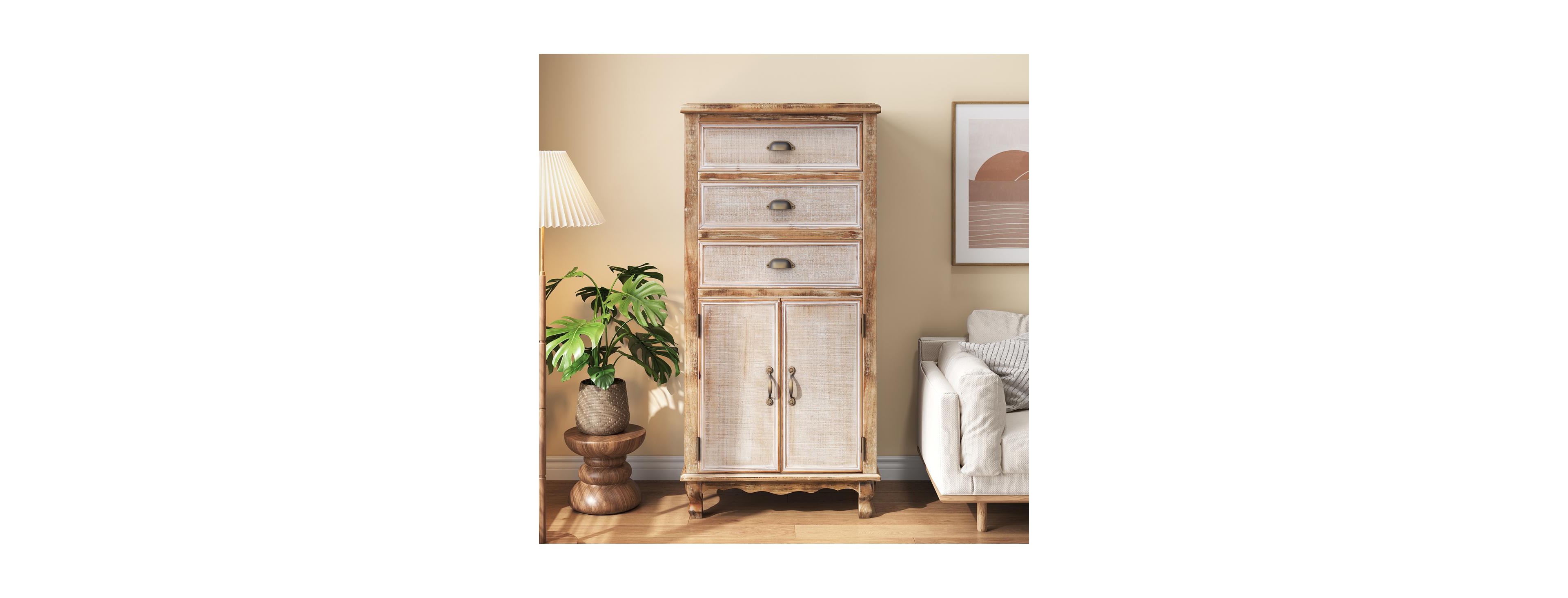 Streamdale Furniture Wooden Storage Cabinet with Cutout Door and 3 Drawers